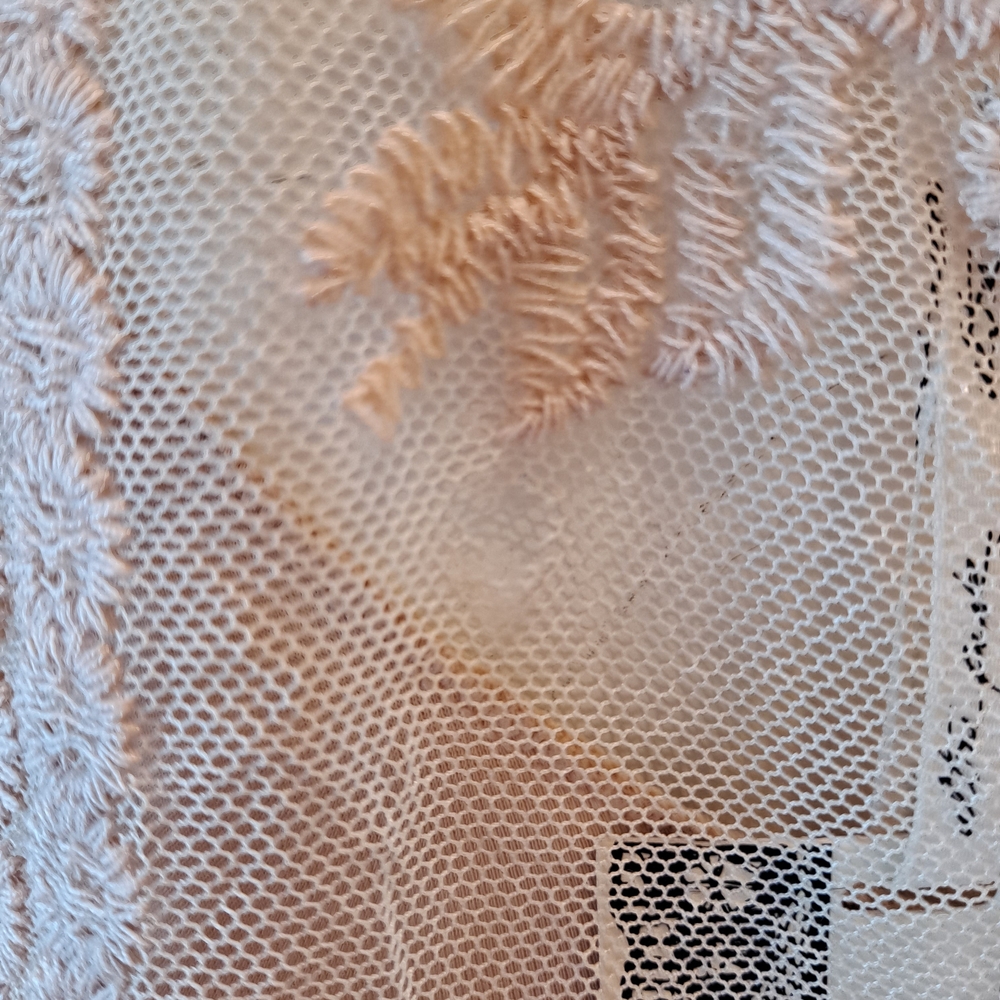 Ultra Pink Blush Dusty Rose Embroidered Sheer Lace Scoop-Neck Blouse - Picture 7 of 12